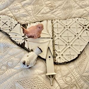 Decorative Bird Wall Art with Pink and White Accents